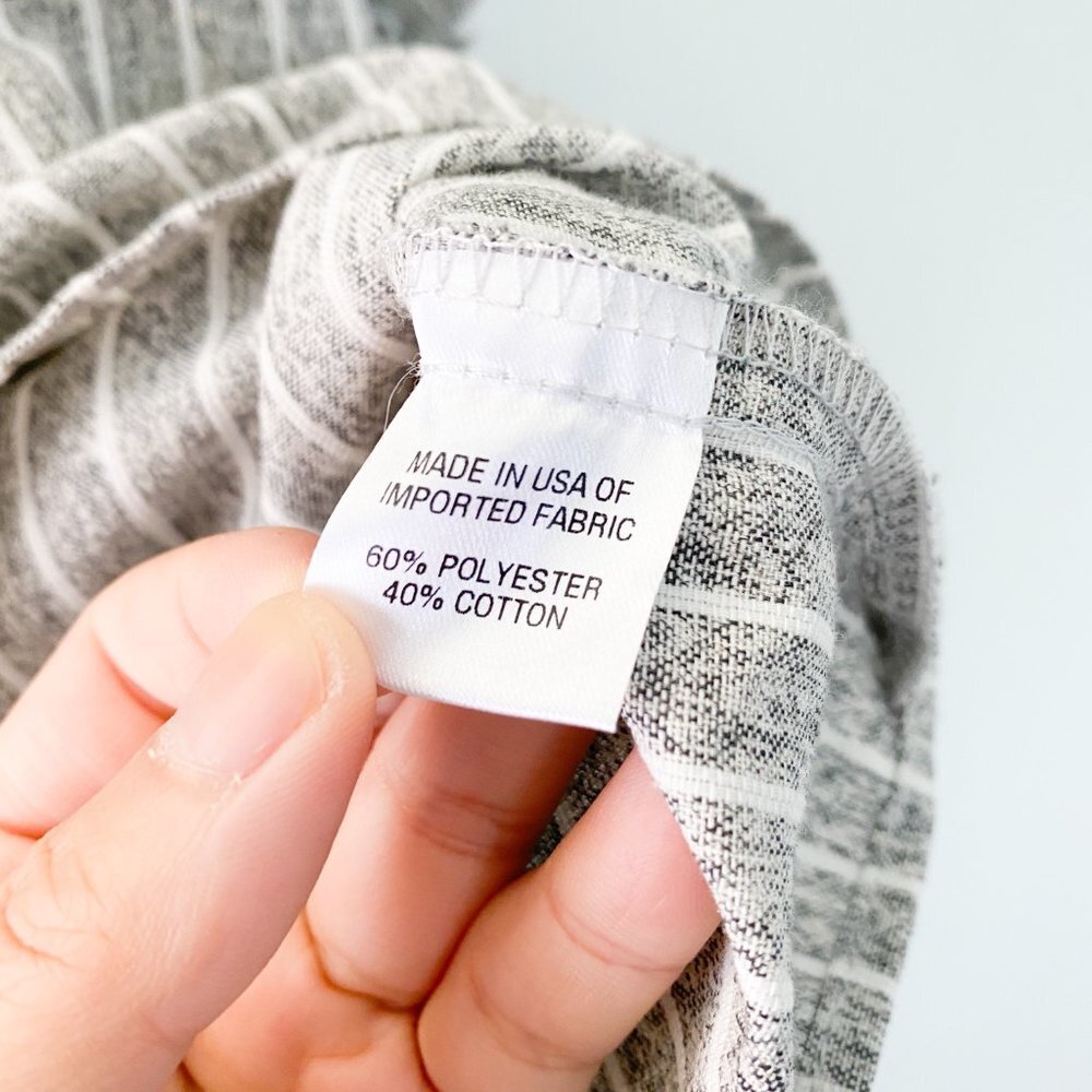 Drew Gray Stripe Flutter Linen Top Small Casual - image 4